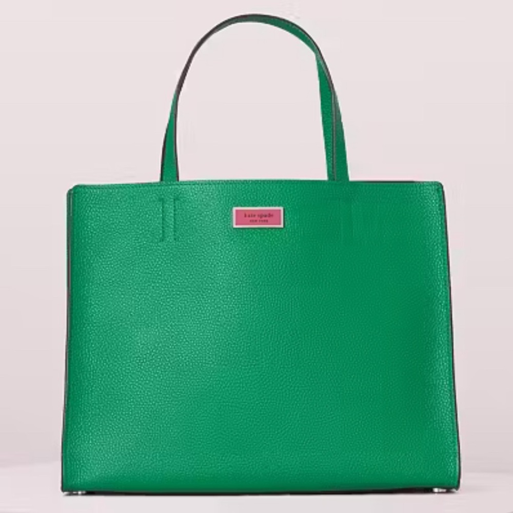 KATE SPADE ♠️ New York "Sam"💚GREEN BEAN💚MEDIUM SATCHEL BAG & POUCH🌟LIKE NEW🌟
